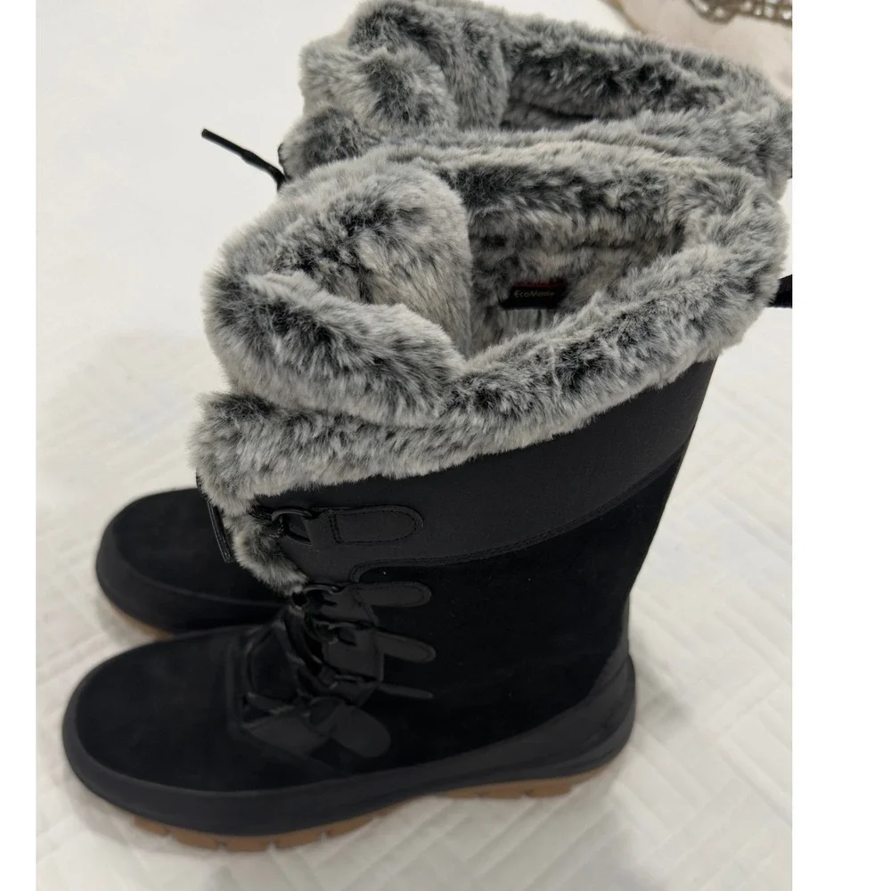 All in Motion Kona Men Black Faux Fur Lined Winter Snow Boots Size 11